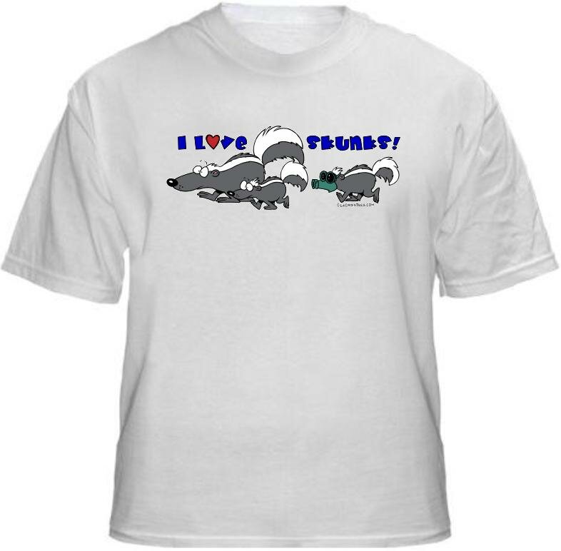 T-shirt Front: I Love Skunks T-Shirt